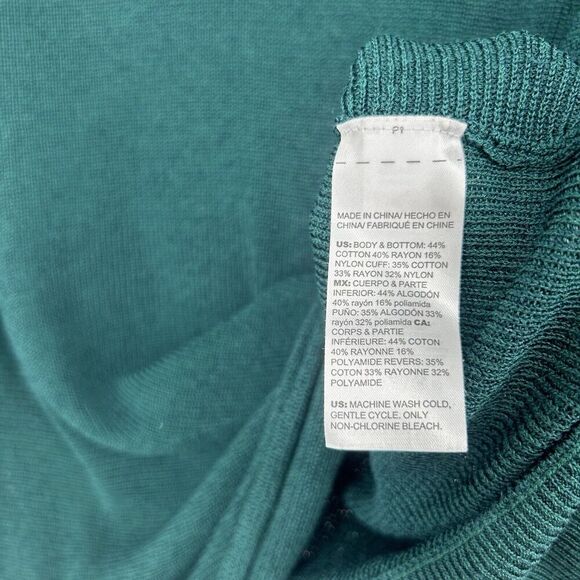 Chicos 1 Size M Side Twist Sweater Forest Green Ribbed Knit Long Sleeve - Picture 10 of 10